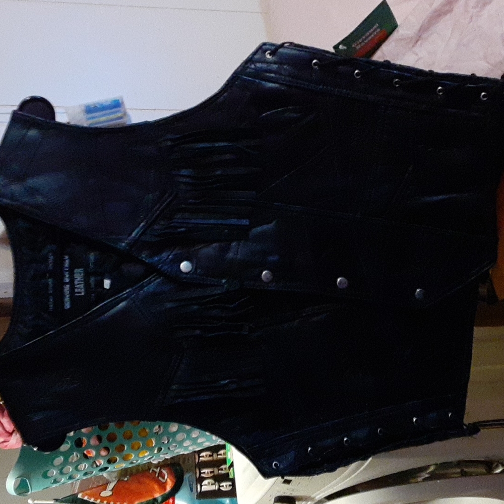 Italian stone leather vest